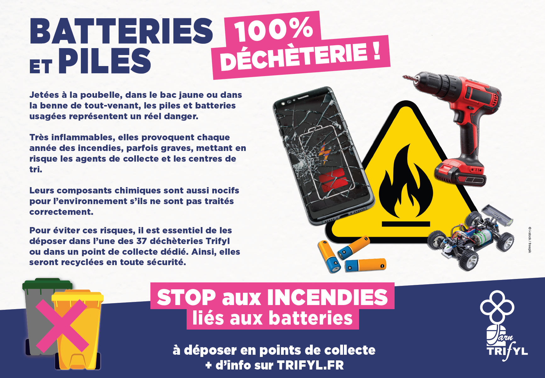 encart presse 284x204mm Piles et batteries : 100% déchèterie
