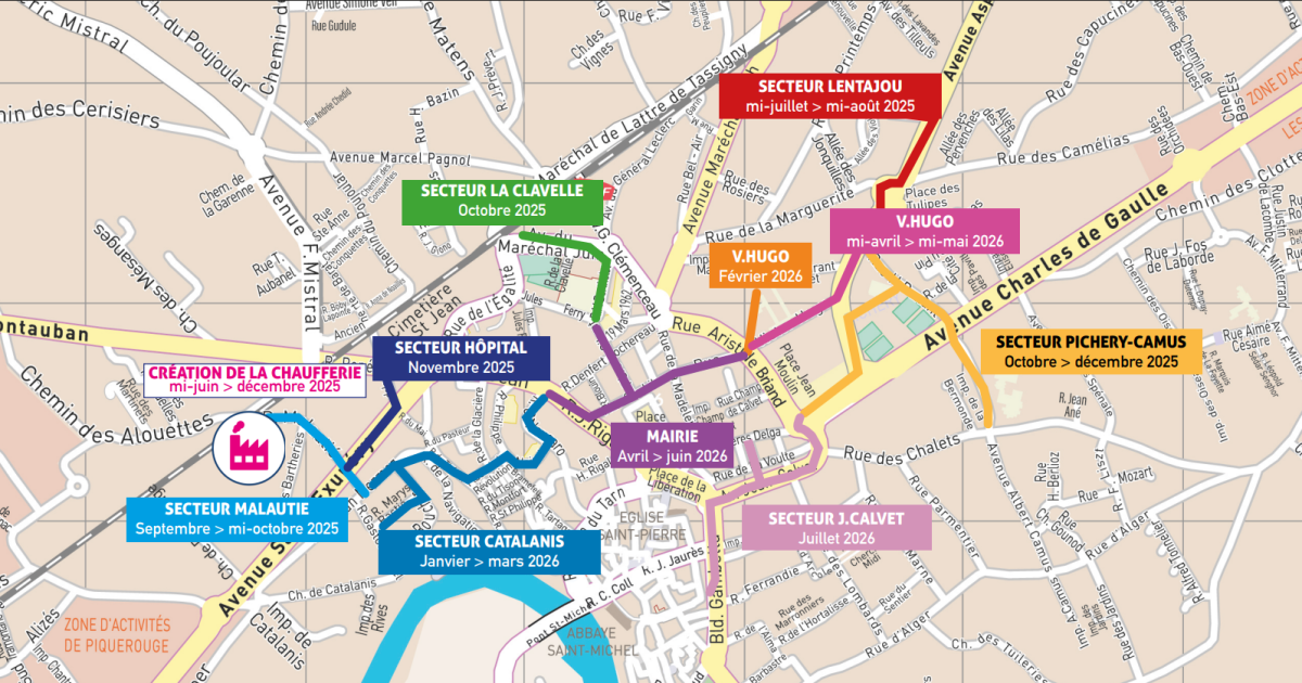 Travaux à venir à Gaillac – Mise en place du réseau de chaleur Trifyl