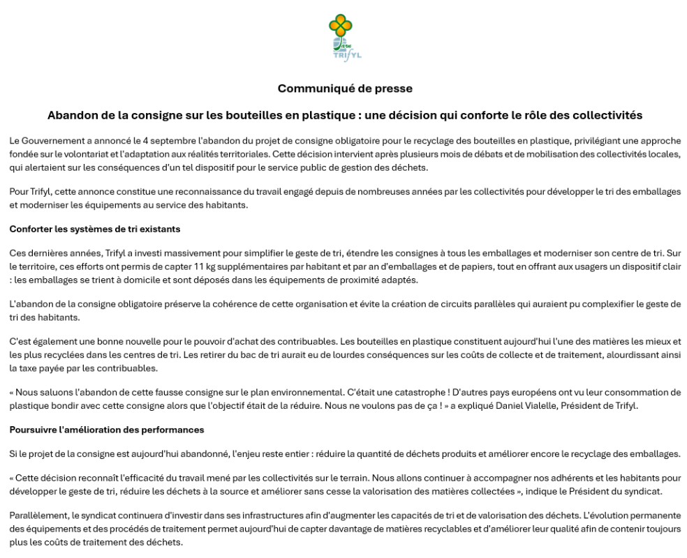 communiqué de presse : 
